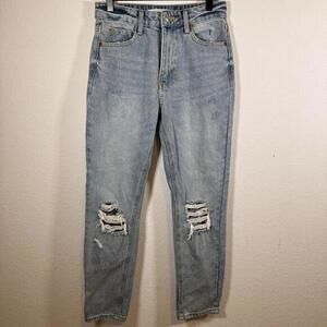 TNR Jeans Women's Size 25 Blue Distressed Light Wash Denim Cut #8959 100% Cotton